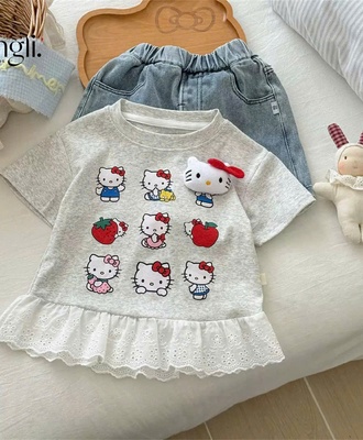 Áo thun kitty gấu ren 2402