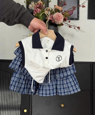 Sét áo polo chân váy kẻ bg 2802