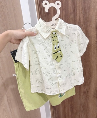 Sét sơ mi cà vạt chấm đũi