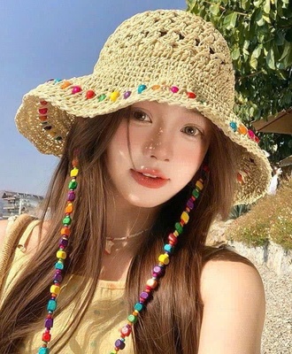 Mũ cói quai sắc màu 2902