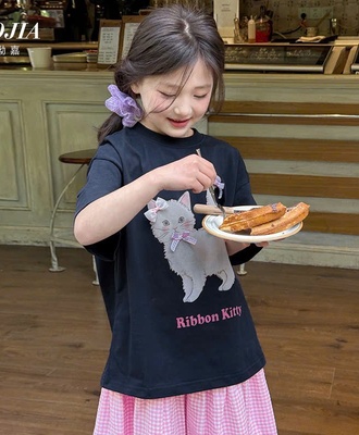 Áo thun bé gái ribbon kitty 2902