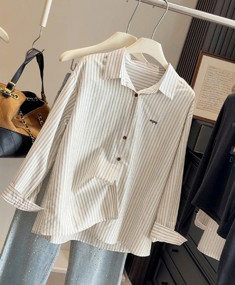 Áo sơ mi sọc thêu anna 2902