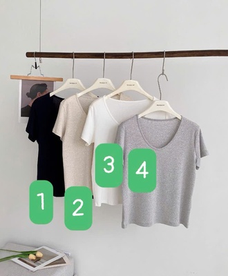 Áo thun basic cổ tim 0703