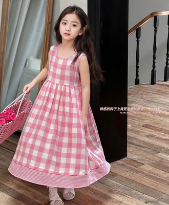 Váy kẻ caro hồng bg 1203