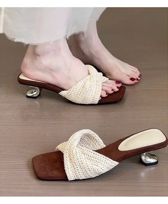 Dép quai cói xoăn gót 1203