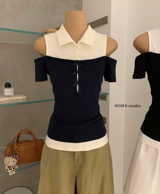 Áo trễ vai cổ sơ mi 2403