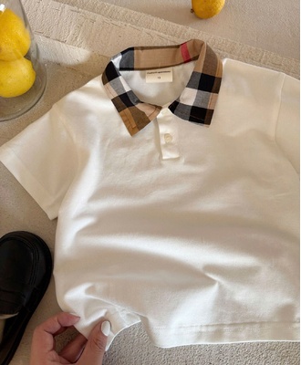 Áo polo trắng cổ kẻ 0804