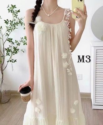 Váy maxi 2 dây phối hoa 2804