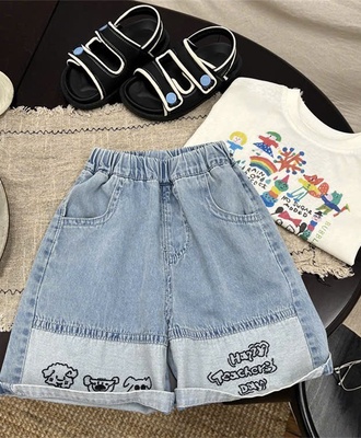 Áo hoạt hình mix jean 2904