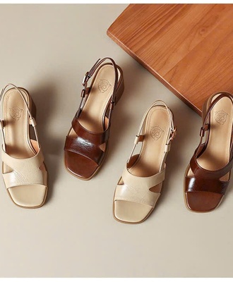 Sandal quai chéo đế vuông 2405