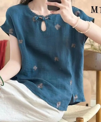 Áo cộc tay thêu hoa nữ 3005