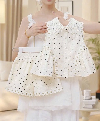Sét bộ sát nách phối ren cổ chấm bi 1306