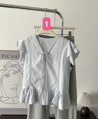 Áo cổ v tay bồng nữ 2106