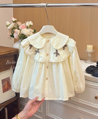 Áo sơ mi cổ sen đính nơ 0607