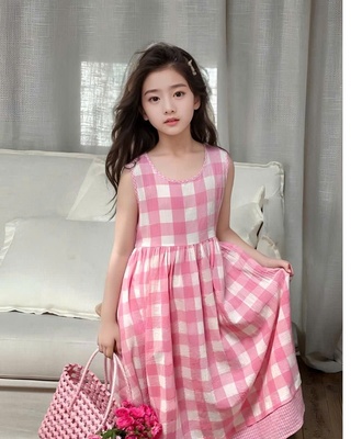 Váy caro hồng 0907