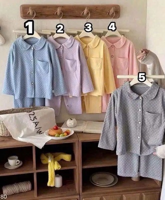 Pizama chấm bi cổ sen 1407