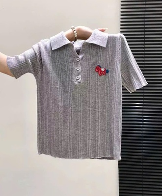 Áo len dệt polo thêu ngựa 1807