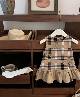 Váy kẻ caro  đính nơ 2707