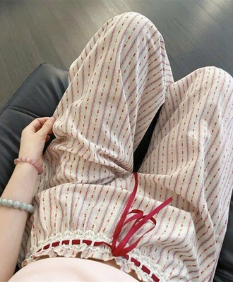 Quần ống suông phối ren 3007