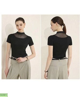 Áo thun gân cổ voan canvaus 0608