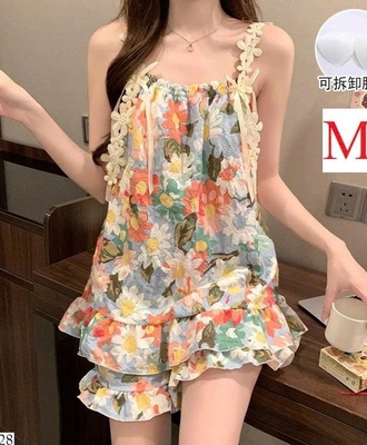Bộ ngủ 2 dây họa tiết1008