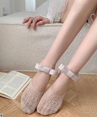 Sét 5 đôi tất lưới đính nơ 1808