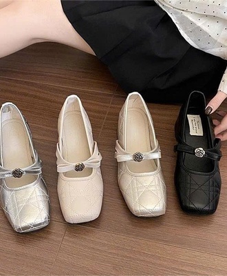 Giày búp bê cao gót quai dán 2708