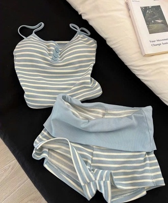 Bộ ngủ 2 dây kẻ nữ 2808