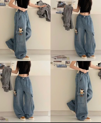 Quần jean ống rộng kèm gấu 2908