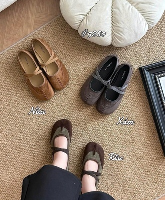 Giầy búp bê phối da 1109