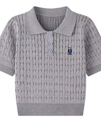 Áo len polo thêu gấu 1209