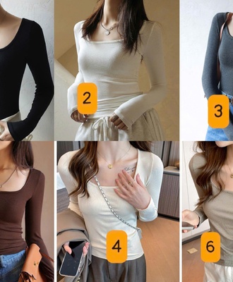 Áo cổ vuông dài tay 2209