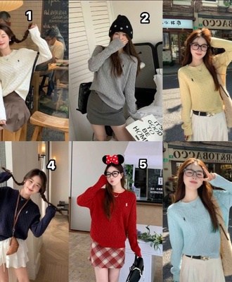 Áo len thêu cổ tròn 2409