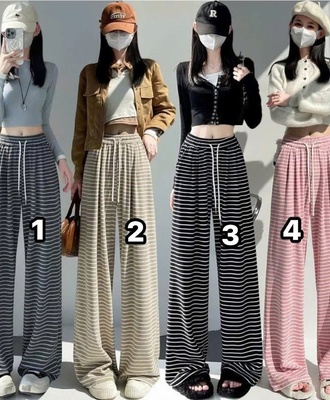 Quần suông kẻ ống rộng 0710