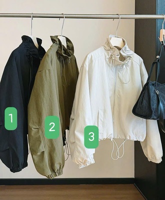 Áo khoác gió cổ cao rút eo 1310